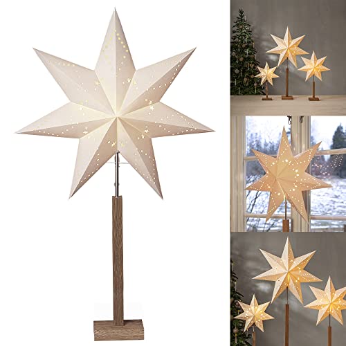 Weihnachtsstern beleuchtet stehend | Fensterstern mit Beleuchtung | Weihnachtsdeko Fenster Beleuchtet | Standleuchte Stern Weihnachten | Weihnachtsdeko Innen | Papierstern beleuchtet | Weihnachtslampe von Star