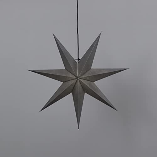 Weihnachtsstern Ozen von Star Trading, 3D Papierstern Weihnachten in Grau, Dekostern zum Aufhängen mit Kabel, E14 Fassung, Ø: 70 cm von Star Trading