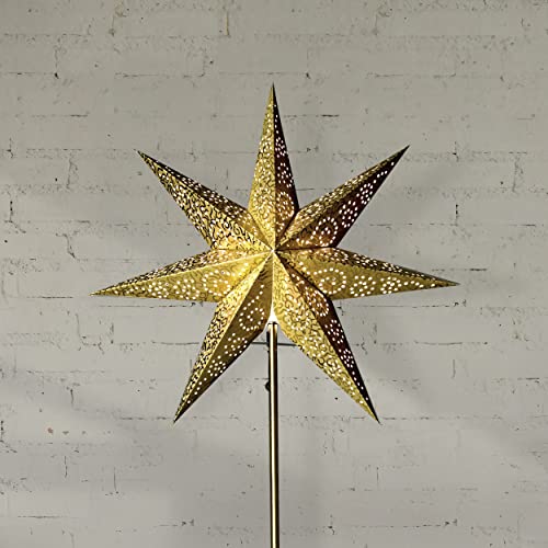 Wechsel-Schirm Weihnachtsstern Antique von Star Trading, 3D Papierstern Weihnachten in Gold mit Ornamenten, Dekostern Ø: 48 cm von Star