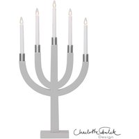 Star - Trading Kerzenleuchter ,Elias', 5-flammig, Silber-Details, Kiefer, grau von Star