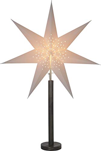 Stehlampe Weihnachtsstern Elice von Star Trading, 3D Papierstern Weihnachten mit Holz-Fuß Braun, Dekostern Stehleuchte mit Kabelschalter, E14, Höhe: 85 cm von Star