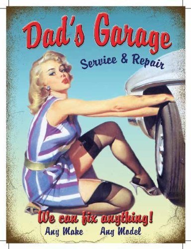 Großes Auto Automarke Dad 's Garage Vintage Retro Metall Blech Schild 80127 groß 30 x 40 cm von Star