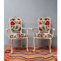Florale Kelim-Sessel Boho Handbemalte Holzstühle von StarHomeStudio