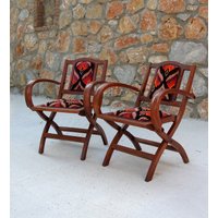 Vintage Bestickte Klappsessel Boho Art Deco Möbel von StarHomeStudio