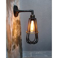 steampunk Pfeifenkäfig Lampe, Industrielle Wandlampe, Edison Handgemachte Beleuchtung, Vintage Messing Pfeifen Plumbing von StarHomeStudio