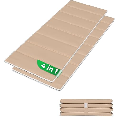 StarK 4in1 Strandmatte Wasserhängematte für Pool und Strand - Faltbare Camping Isomatte 190cmx60cm - Gepolsterte Auflage für Gartenliege-Bequeme Sonnenliegen Auflage (Beige-Sand 2er Set) von StarK