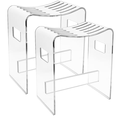 StarK Duschhocker 2er-Set - 43 cm hoch - klares Acryl - rutschfest & rostfrei - transparente Bad- und Sauna-Hocker von StarK