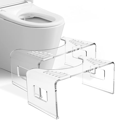 StarK Toilettenhocker 2er-Set - 18 cm Höhe - klares Acryl - rutschfest & platzsparend - transparentes Squat-Stool Duo von StarK