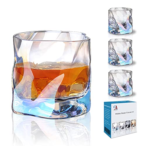 StarLuckINT Whisky Glasses Set of 4, 285ml/10oz Ultra Clarity Glass Set, Whisky Glass with Luxury Design, for Drinking Bourbon Scotch Whisky Rum Cocktail Cognac Vodka Whisky Glasses - Schillernde von StarLuckINT