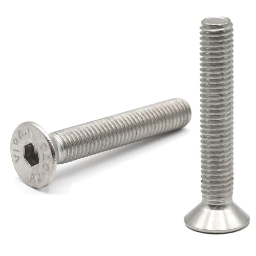 10 x FHC Schrauben M8 x 50 mm Edelstahl – Senkschrauben Innensechskant, Edelstahl A2 – ISO 10642 Metallschrauben Senkkopf Vollgewinde metrische Schraube für Mutter, Inbusschlüssel M8 x 50 von StarMaker