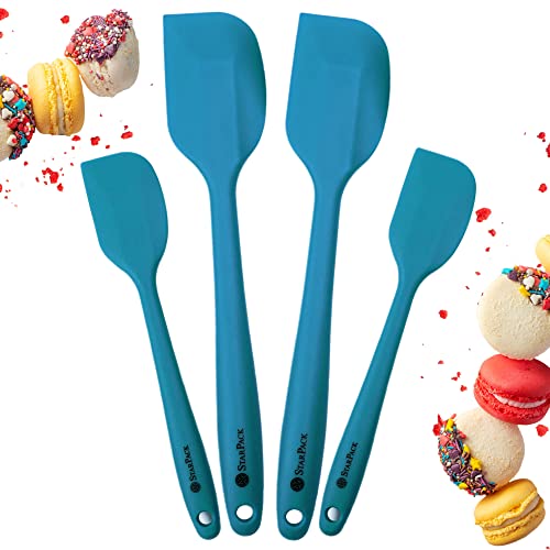 StarPack Premium Silicone Spatula Set of 4 with Hygienic Solid Coating - Bonus 101 Cooking Tips (Teal Blue) by StarPack Home von StarPack Home
