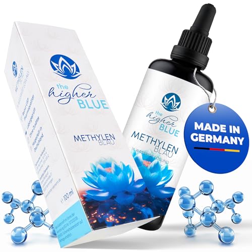 The higher BLUE® Methylenblau 1% Lösung 100ml im Violettglas | Tropfen | Ph. Eur. Reinstoff | frei von Schwermetallen | Hergestellt und Laborgeprüft in Deutschland The higher BLUE® Methylenblau 1% Lösung 100ml im Violettglas | Tropfen | Ph. Eur. Reinstoff | frei von Schwermetallen | Hergestellt und Laborgeprüft in Deutschland von The higher BLUE