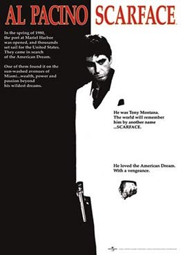 Maxi Poster Film Scarface Druck (Al Pacino, Schwarz und Weiß, 61x91 cm) von Poster Revolution