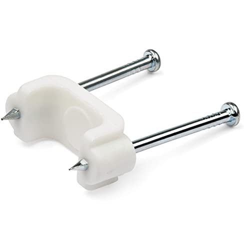 StarTech.com CBMDNMCC1 Kabelclips mit Nägeln, Zwei Stahlnägel, Wiederverwendbare Nagelklemmen, Ziegel-/Trockenbau-Kabelbefestigungen, Ethernet-Kabel/AV/Koaxialkabel, Montagekabelzapfen, Weiß, 100 von StarTech