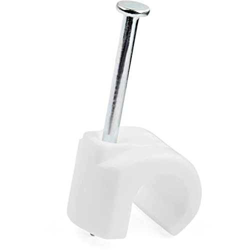 StarTech. com 100 Stück große Kabelclips mit Nagel – wiederverwendbar – Nagelklemmen – Draht-Halteklemmen – Ethernet-Kabel/AV/Koaxialkabel – Ziegel/Trockenbau – Weiß – TAA (CBMNMCC3) von StarTech