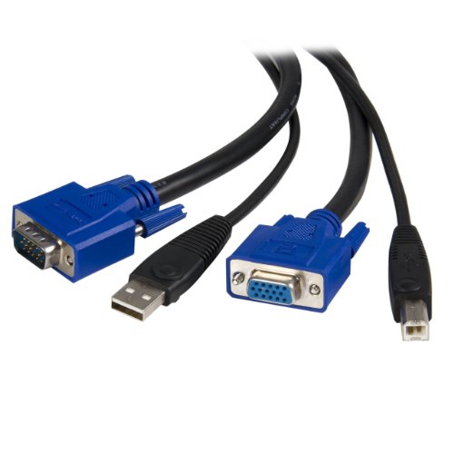 StarTech. com 2-in-1 Universal USB KVM Kabel - Video/USB Kabel - HD-15 (VGA), USB Typ B (M) auf USB, HD-15 (VGA) - 4,5 m - SVUSB2N1_15, schwarz von StarTech.com