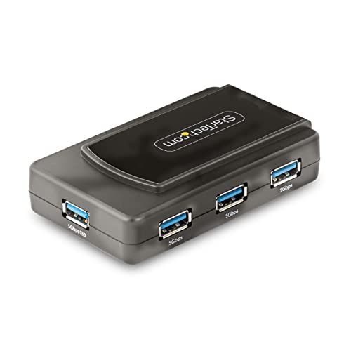 StarTech. com USB-Hub mit 7 Anschlüssen und Ein-/Aus-Schalter, USB 3.0, 5 Gbit/s, USB-A auf 7xUSB-A, selbstbetriebener USB-A-Hub mit 35 W Netzteil, USB-Hub für Desktop/Laptop (5G7AS-USB-A-HUB) von StarTech