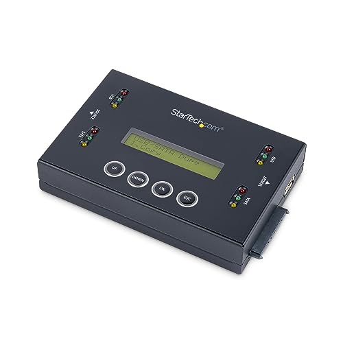 StarTech.com 1:1 Selbständige Festplatten Klonstation und Löscher, USB Stick und SATA HDD/SSD Disk Kloner und Löscher, LCD Bildschirm, TAA konform, OS unabhängig (SU2DUPERA11) von StarTech