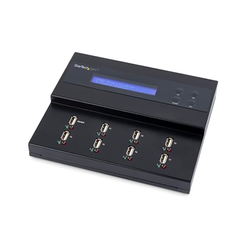 StarTech.com 1:7 USB Stick Klonstation und Löscher, Kopierer für mehrere USB Laufwerke, System and File und Sector-by-Sector Kopieren, 1,5 GB/min, Single und 3-Pass Löschen, LCD Display (USBDUP17) von StarTech