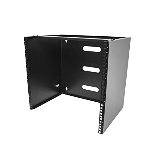 StarTech.com 10 HE Netzwerkschrank Wandmontage, 355 mm Tief, 19" Patchpanel Rack, Server Rack für IT-Ausrüstung, Netzwerk Switche, Kleiner Serverschrank, 35kg Tragkraft, Schwarz (RACK-10U-14-BRACKET) von StarTech.com