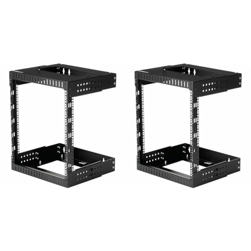 StarTech.com 12HE 19" Wandmontage Netzwerk Rack - Einstellbare Tiefe 30-50cm - 2 Pfosten Open Frame(Offener Rahmen) Server Rack für AV/IT/Studio Geräte mit Käfigmuttern & Schrauben (RK12WALLOA) von StarTech.com