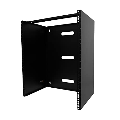 StarTech.com 14 HE Netzwerkschrank Wandmontage, 355 mm Tief, 19" Patchpanel Rack, Server Rack für IT-Ausrüstung, Netzwerk Switche, Kleiner Serverschrank, 35kg Tragkraft, Schwarz (RACK-14U-14-BRACKET) von StarTech.com