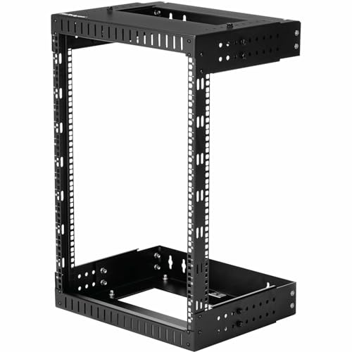 StarTech.com 2-Pfosten 15HE Heavy-Duty Wandmontage Netzwerk-Rack, 19" Open Frame Server Rack mit Einstellbarer Tiefe, Wandmontage Daten-Rack für IT/AV/Patch Panele/Computer-Ausrüstung (RK15WALLOA) von StarTech.com