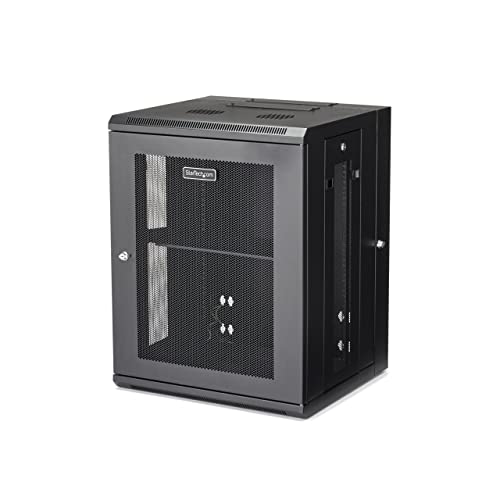 StarTech.com 4-Pfosten 15HE Wand Netzwerkschrank mit 1HE Fachboden, 19" Wand Server Rack für IT / Daten Computer Ausrüstung von StarTech