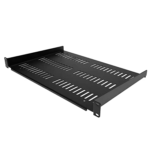 StarTech.com 1 HE 19 Zoll Fachboden für Netzwerk Schrank - Freitragende Perforierte Rack Ablage für Serverschrank/Rack - Frontmontage - 25 kg Tragkraft - 30cm Tiefe - Belüftet (SHELF-1U-12-FIXED-V) von StarTech