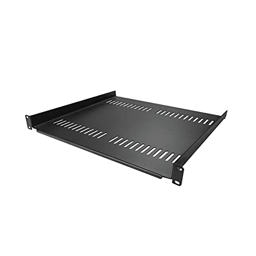 StarTech.com 1 HE Fachboden - Perforiertes Universal Rack Montage Regal für 19 Zoll Netzwerkschränke - Passiv Belüftet - Heavy Duty- Tragkraft 20 kg - 40cm Tiefe, Schwarz (CABSHELF116V) von StarTech
