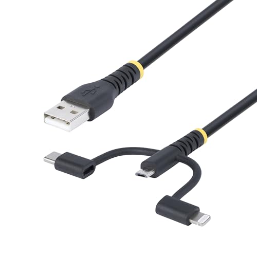 StarTech.com 1m Robustes USB Multi Ladekabel 3 in 1, USB zu USB-C Micro Lightning, Apple Mfi Zertif., Handy Schnellladekabel StarTech.com 1m Robustes USB Multi Ladekabel 3 in 1, USB zu USB-C Micro Lightning, Apple Mfi Zertif., Handy Schnellladekabel von StarTech.com