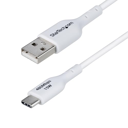 StarTech.com 1m USB-A auf USB-C Ladekabel, USB-A auf Typ-C Schnellladekabel, 3A, USB 2.0 Datenübertragung, Weiß von StarTech.com