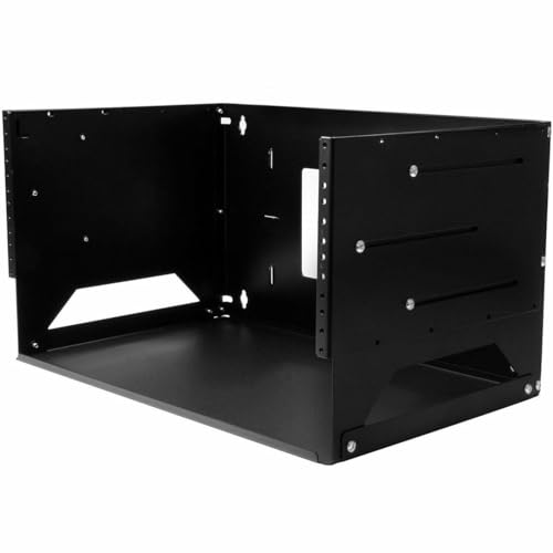 StarTech.com 2-Pfosten 4HE Open Frame Wandmontage Netzwerk-Rack mit Fachboden, Wandmontage Daten-Rack mit Einstellbarer Tiefe für AV/Computer/IT-Geräte, TAA-konformes Serverrack (WALLSHELF4U) von StarTech