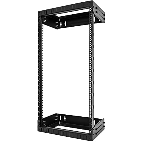 StarTech.com 2-Pfosten 21HE Heavy-Duty Wandmontage Netzwerk-Rack, 19" Open Frame Server Rack mit Einstellbarer Tiefe, Wandmontage Daten-Rack für IT/AV/Patch Panele/Computer (RACK-21U-20-WALL-OA) von StarTech