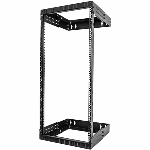 StarTech.com 2-Pfosten 24HE Heavy-Duty Wandmontage Netzwerk-Rack, 19" Open Frame Server Rack mit Einstellbarer Tiefe, Wandmontage Daten-Rack für IT/AV/Patch Panele/Computer (RACK-24U-20-WALL-OA) von StarTech.com