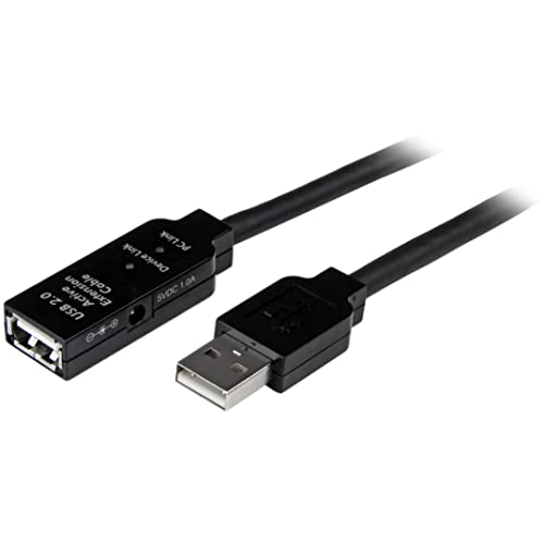 StarTech.com 25m aktives USB 2.0 Verlängerungskabel, St/Bu, USB Reapeater / Signalverstärker Kabel Stecker/Buchse, Schwarz von StarTech.com