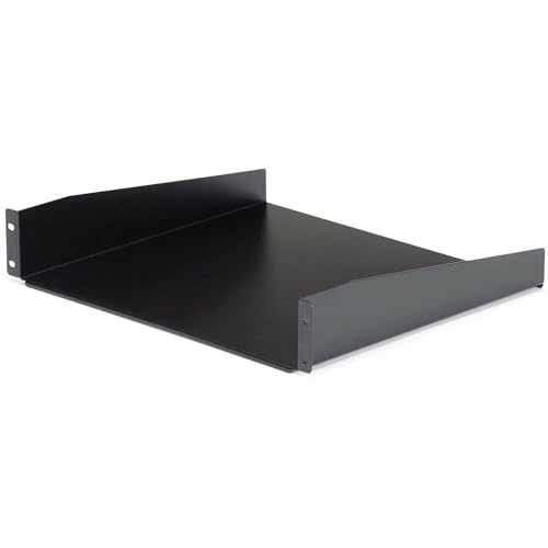 StarTech.com 2HE 19 Zoll Fachboden für Netzwerkschrank - Freitragendes Serverschrank boden/rack ablage - Heavy Duty Rackablage - Belastbarkeit 20kg - 16" tiefes Ablagefach, Schwarz (CABSHELF) von StarTech