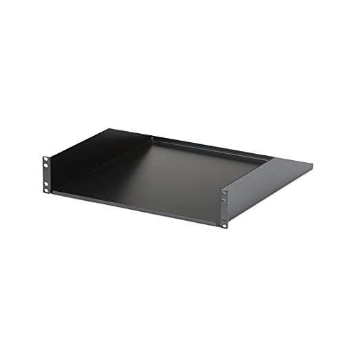 StarTech.com 2HE Serverschrank Fachboden - Universal 2U Server-Rack-Regal für 19 Zoll Netzwerk Racks und -Schränke - Heavy Duty Stahl - Tragfähigkeit 56kg - 457 mm tiefe Ablage, schwarz (CABSHELFHD) von StarTech