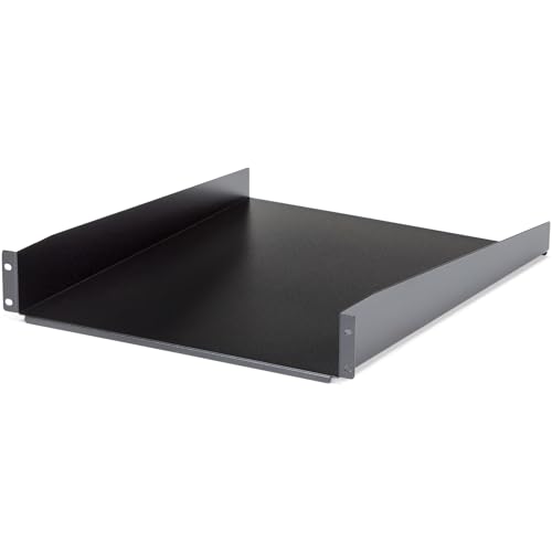 StarTech.com 2HE Serverschrank Fachboden - Universal 2U Server-Rack-Regal für 19 Zoll Netzwerkracks und -Schränke - Heavy Duty Stahl - Tragfähigkeit 23kg - 55cm tiefe Ablage, schwarz (CABSHELF22) von StarTech