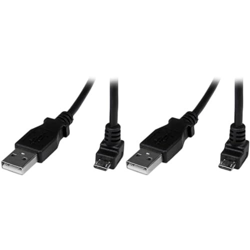 StarTech.com 2m USB 2.0 A auf Micro B Kabel abgewinkelt - Schwarz - USB A/Micro B Datenkabel/Anschlusskabel (Packung mit 2) von StarTech