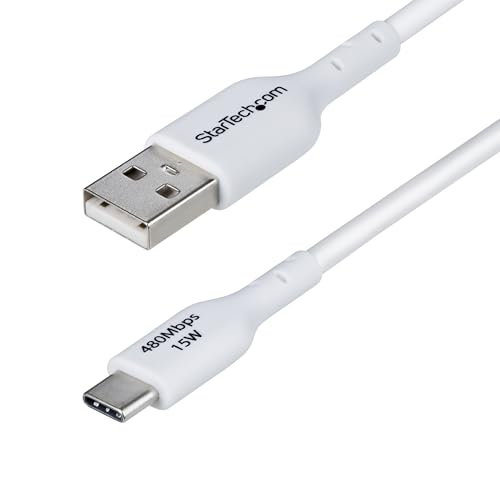 StarTech.com 2m USB-A auf USB-C Ladekabel, Laden & Synchronisieren, 3A, USB 2.0, TPE-Mantel, Weißes USB-Ladekabel von StarTech