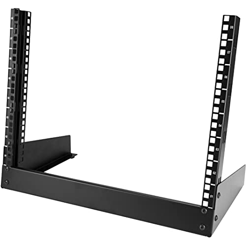 StarTech.com 8HE Netzwerkschrank mit offenem Rahmen - 19" 2 Pfosten Freistehendes Tisch Rack für Computer, Server, AV, Medien, IT & Daten Geräte (RK8OD) von StarTech