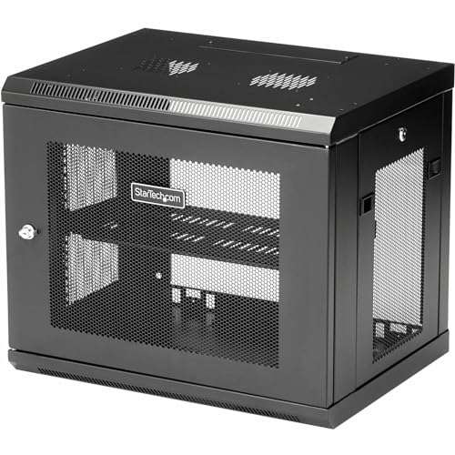 StarTech.com 2-Pfosten 9HE Wand Netzwerkschrank mit 1HE Fachboden, 19" Wand Server Rack für IT / Daten Computer Ausrüstung von StarTech