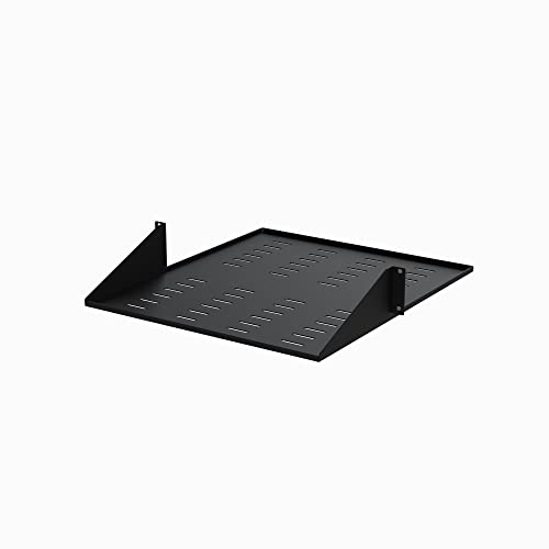 StarTech.com Serverschrank Fachboden - 19 Zoll Rack Fachboden - mit Lüftungsschlitzen - Zentrierte Anbringung - Rack PC - Rack Computer - 2U - Schwarz - Tragfähigkeit bis zu 34 kg (CABSHF2POSTV2) von StarTech