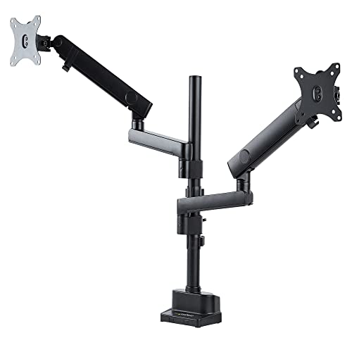 StarTech.com Desk Mount Dual Monitor Arm - Full Motion Monitor Mount for 2X VESA Displays up to 32" (17lb/8kg) - Vertical Stackable Arms - Height Adjustable/Articulating - Clamp/Grommet(ARMDUALPIVOT) von StarTech.com