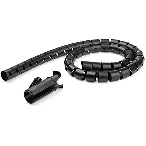 StarTech.com Kabelbündelschlauch (1,5 m, 25mm / 1 Zoll Durchmesser, erweiterbarer Spiralkabel-Organizer) schwarz von StarTech