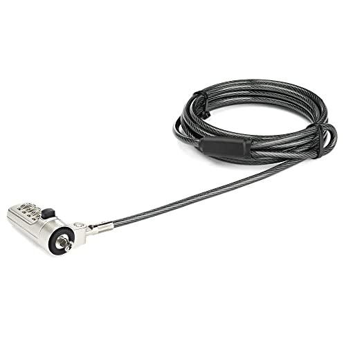 Laptop Sicherheitsschloss (4-stelliges, verstellbares Zahlenschloss, für Noble Security Wedge Sicherheitsbuchsen, 2 m Stahlkabel) von StarTech