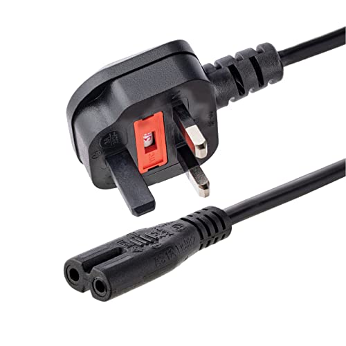 StarTech.com 1,8 m GB Laptop Ladekabel, BS 1363 Stecker auf C7, 2,5A 250V, 18AWG, Schwarz, Laptop Ersatzkabel, Drucker Stromkabel, UK Laptop Stromkabel/Netztkabel (PXTNB2SUK6) von StarTech.com