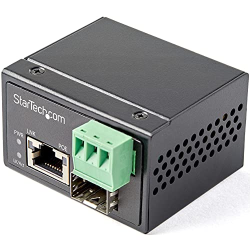 StarTech.com PoE+ Industrial Media Converter 30W - Medienkonverter LWL Kupfer - Singlemode-/Multimode Glasfaser auf Kupfer Gigabit Ethernet - Mini/Kompaktgröße - IP-30/ -40C bis 75C von StarTech.com