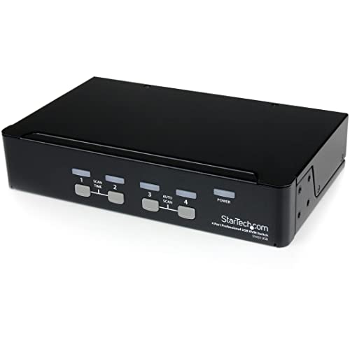 StarTech.com Professioneller VGA-USB-KVM-Switch mit Hub, 4 Ports, 1 HE Rack-montierbarer KVM-Switch (SV431USB) von StarTech